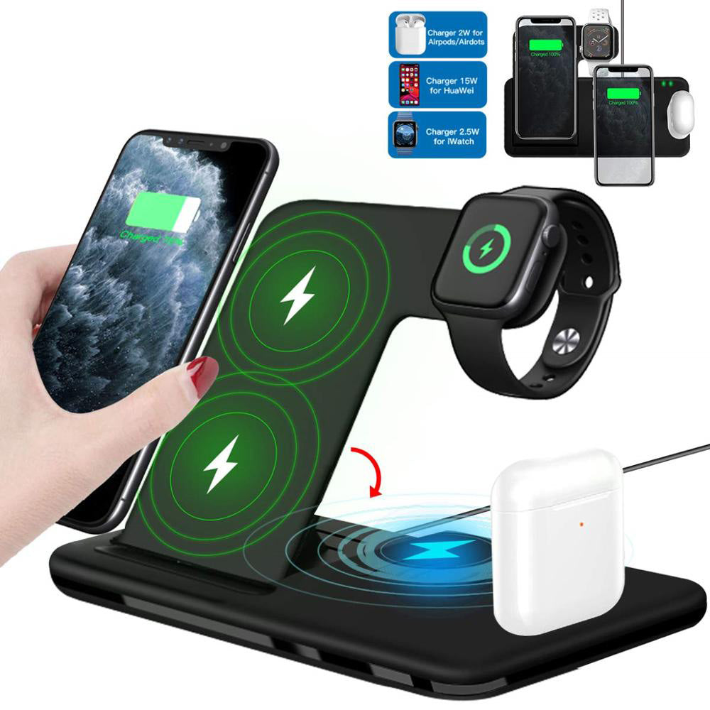 15W 4-in-1 Foldable Qi Fast Wireless Charger Stand for iPhone, Watch, AirPods & Android Devices eprolo