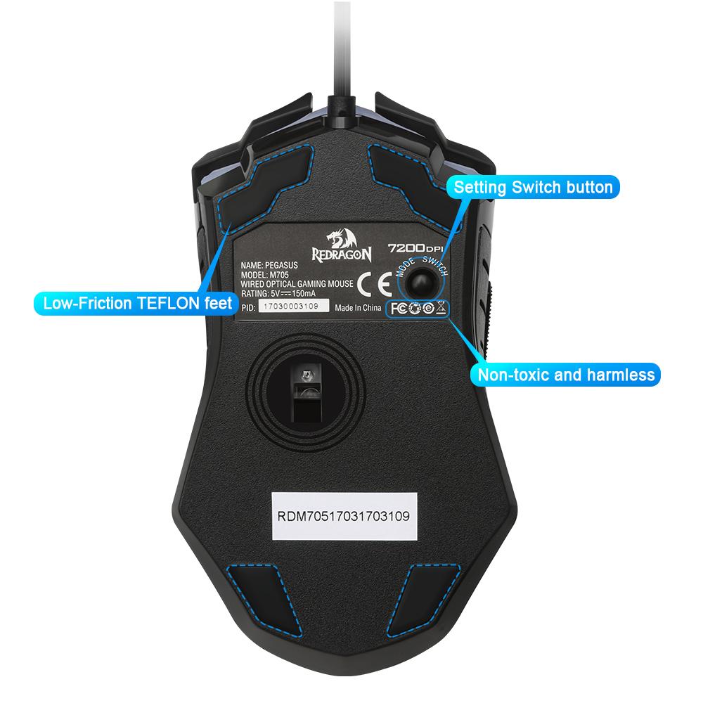 REDRAGON PEGASUS M705 7200DPI Wired Optical Gaming Mouse with 7 Buttons eprolo