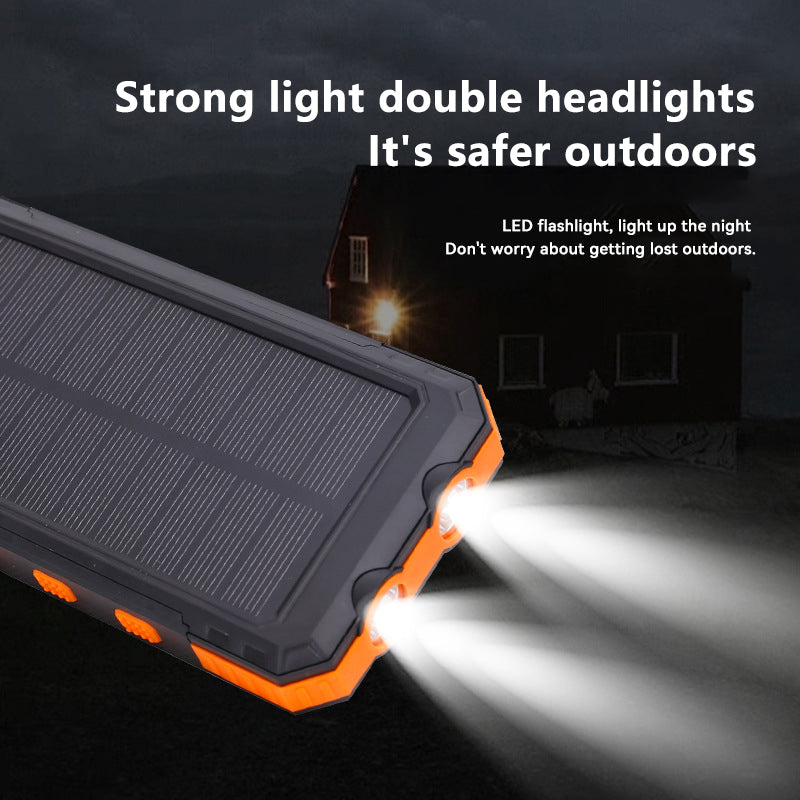 Ultra Thin 20000mAh Solar Power Bank Waterproof Dual LED Flashlights Compass eprolo