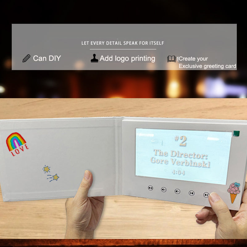 7" IPS Video Greeting Card, Customizable, Auto-Play, Rechargeable Battery eprolo