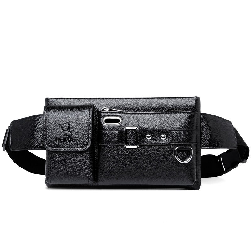 WEIXIER Men’s PU Leather Bag Large‑Capacity Outdoor Waist & Crossbody Bag eprolo