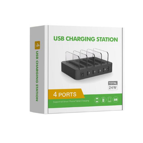 4-Port USB Charging Station Dock – Desktop Quick Charger 24W Hub Stand eprolo