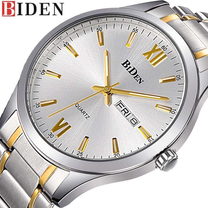 BIDEN 0032 Luxury Men's Quartz Watch Stainless Steel Strap Water Resistant Business eprolo
