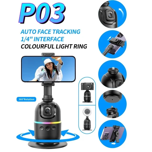 P03 360° Auto Face Tracking AI Smart Gimbal for Smartphone Vlogging eprolo