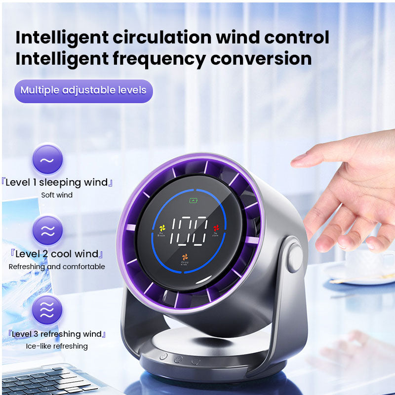 100-Speed High-Speed Circulating Fan, 6-Inch Turbo Desktop Electric Fan with Digital Display, Quiet & Portable eprolo