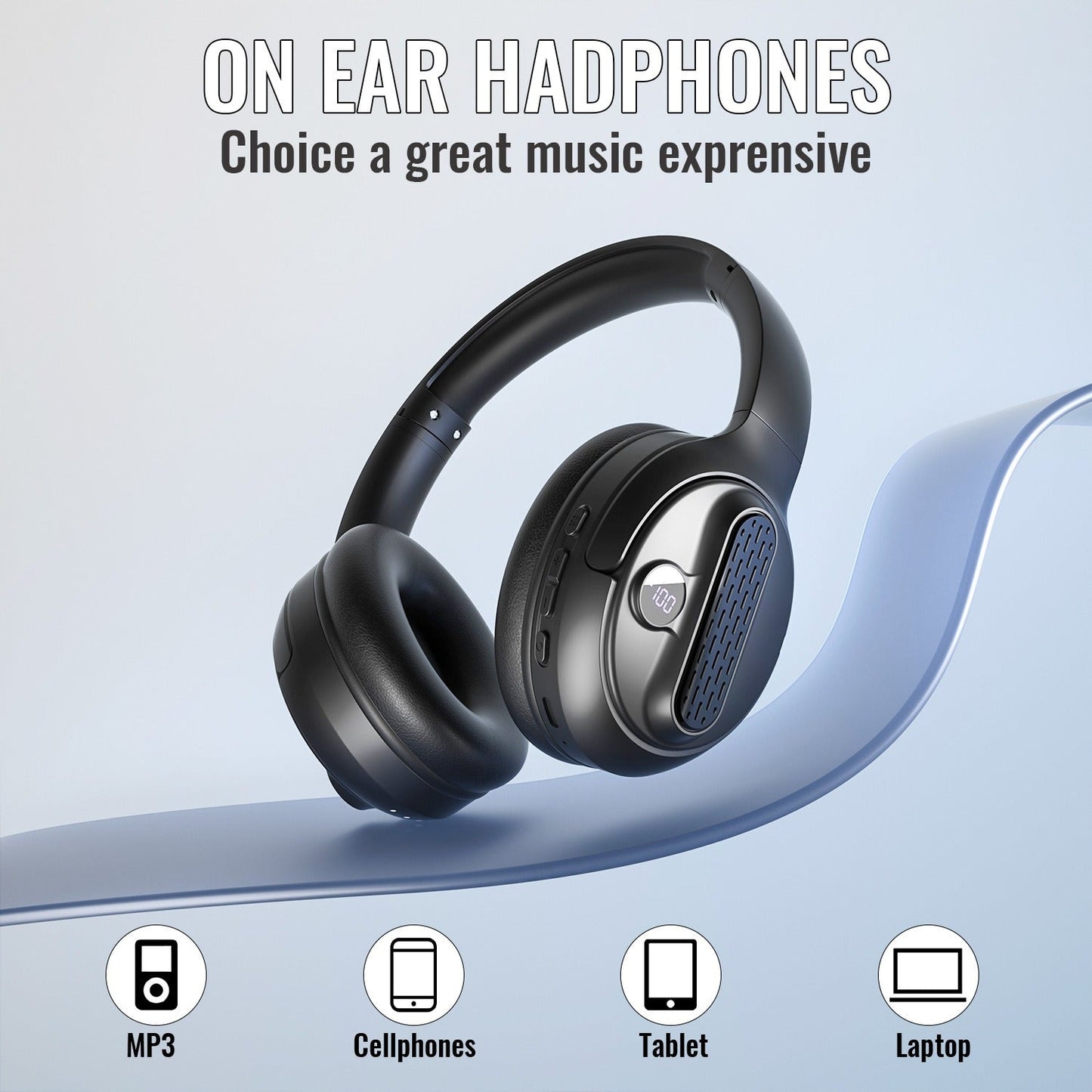 Head-Mounted Bluetooth Headset with Power Bank, Wireless Foldable Earphones eprolo