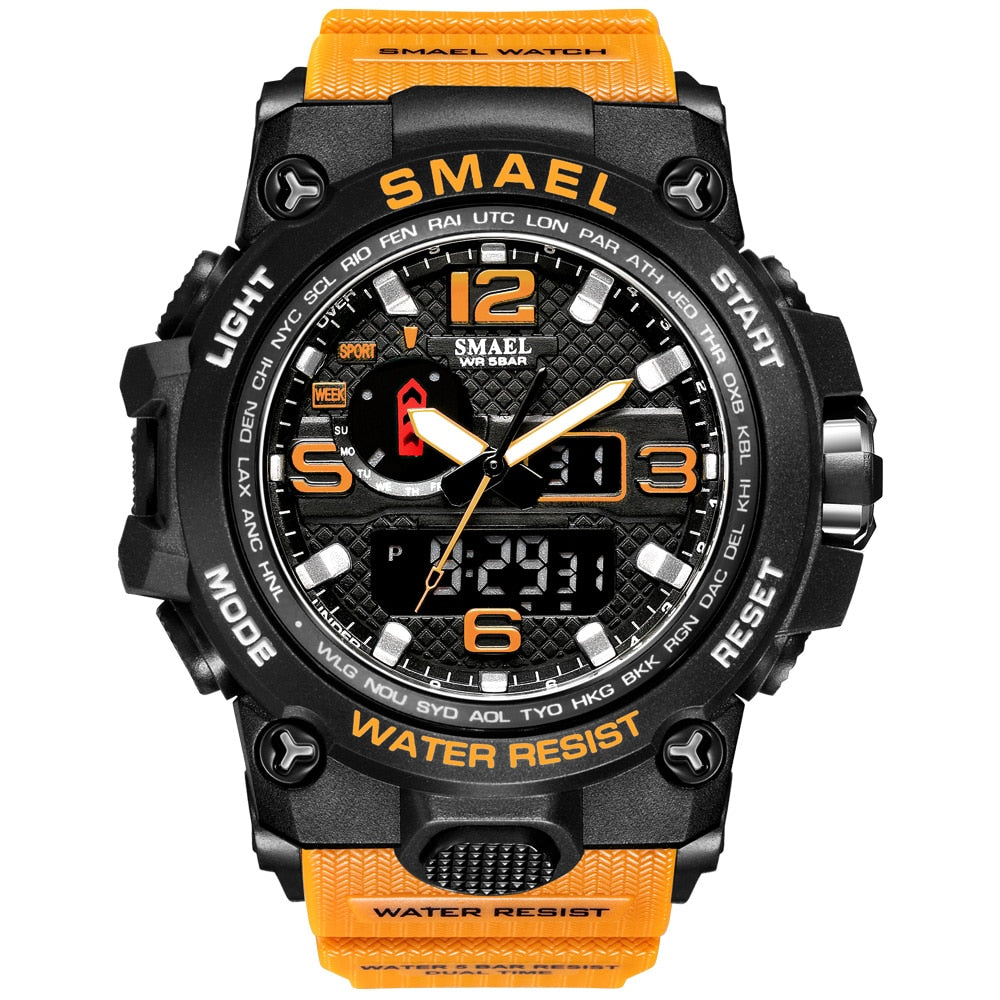 SMAEL 1545D Men's Military Sport Watch - 50m Waterproof, LED Digital Analog, Shock Resistant, Alarm, Stopwatch eprolo