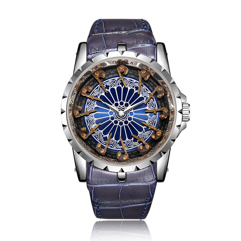 Luxury Knights Round Table Quartz Watch Men's Leather Strap Waterproof eprolo
