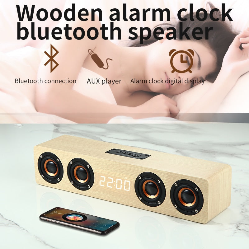 Home theater portable column Bluetooth Speaker Wireless wood speaker Alarm Clock Radio subwoofer Soundbar for TV speaker AUX USB eprolo