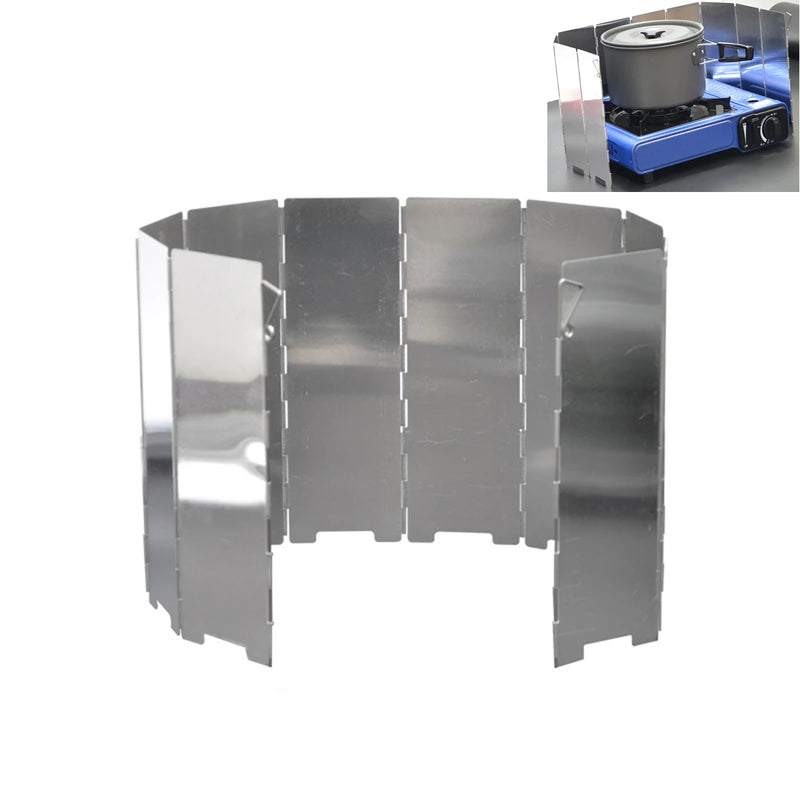 10-Piece Foldable Gas Stove Windshield - Aluminum Alloy Windproof Screen for Camping - Lumic Deals