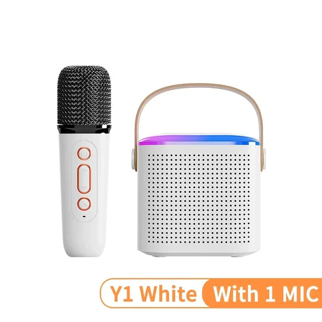 Y1 Mini Bluetooth Karaoke Speaker with Wireless Mic & LED Lights TF Card AUX eprolo