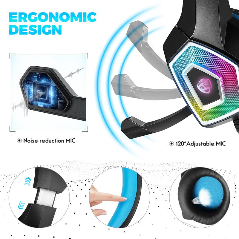 Arkartech V1 Wired RGB Gaming Headset with Mic, USB + 3.5mm Compatibility eprolo