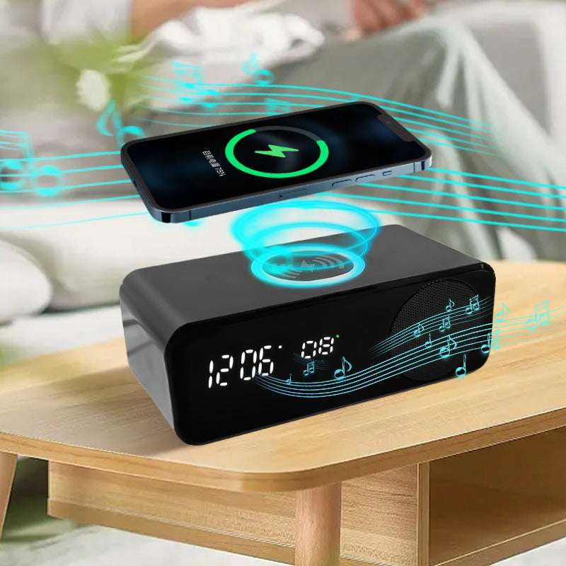 W26 Bluetooth Speaker: Wireless Charger, Alarm Clock, Phone Stand, Temp Display eprolo