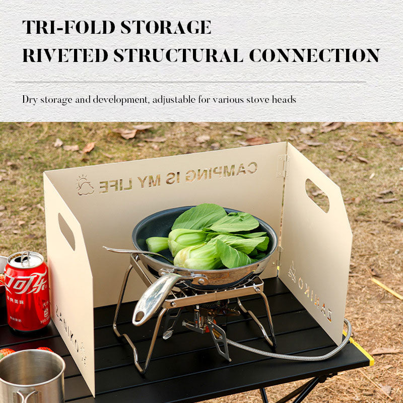 Tri-Fold or Four-Fold Camping Wind Shield, Portable Stove Wind Deflector for Outdoor Cooking - Lumic Deals
