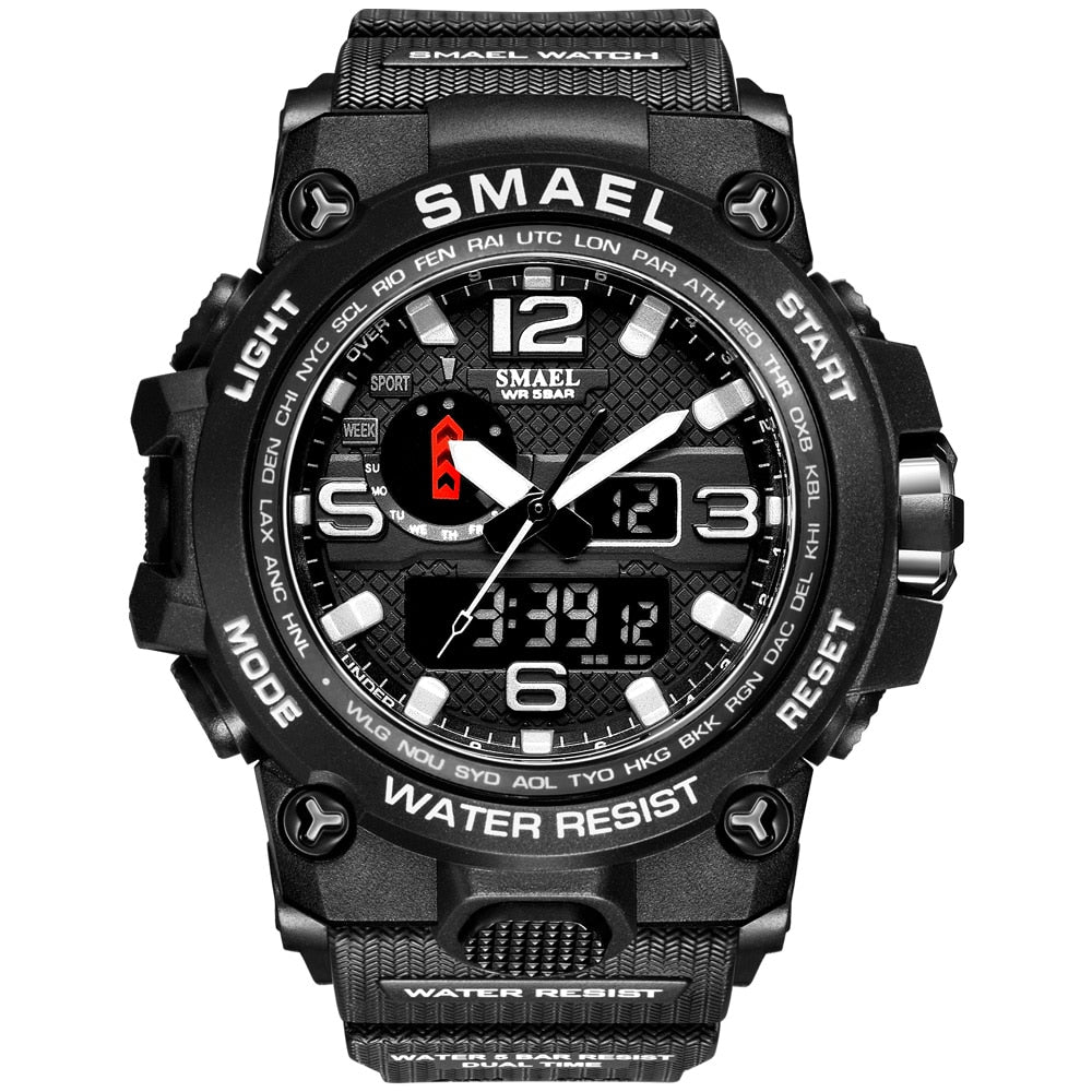 SMAEL 1545D Men's Military Sport Watch - 50m Waterproof, LED Digital Analog, Shock Resistant, Alarm, Stopwatch eprolo