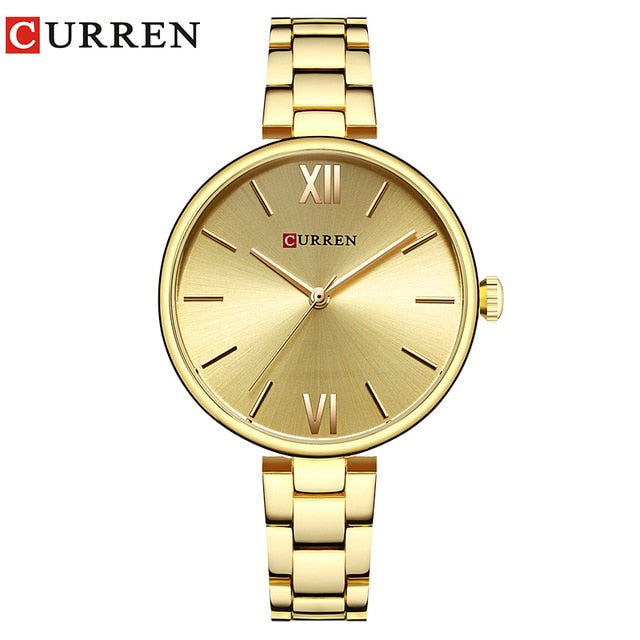 CURREN 9017 Women's Watch Quartz Fashion Stainless Steel Strap Casual Female Clock