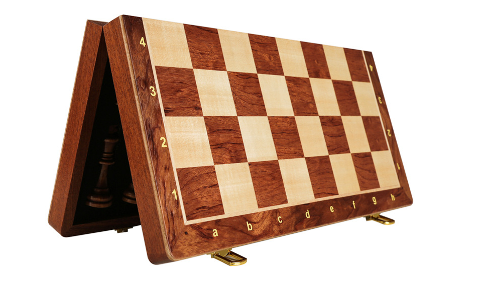 High-End Solid Wood Folding Chess Set for Competition & Learning eprolo