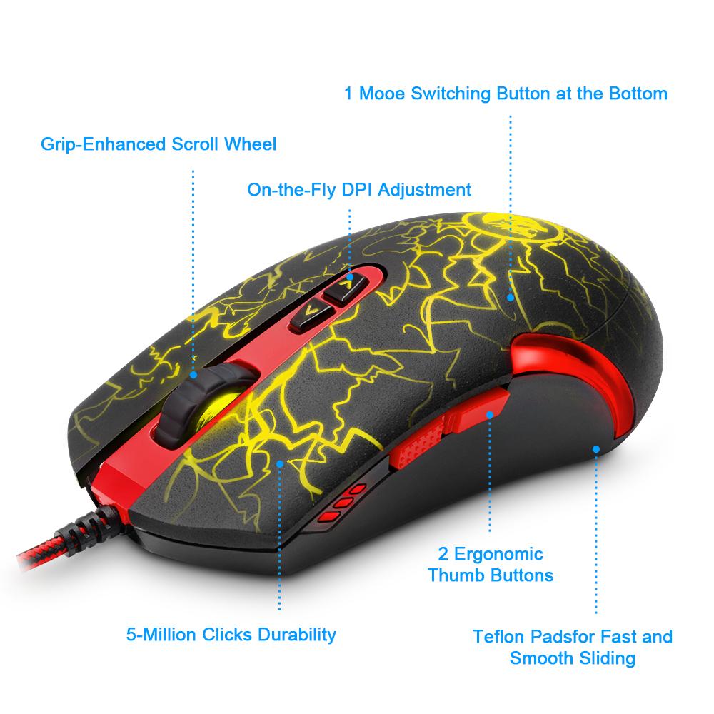 Redragon Lavawolf M701A 6400 DPI 8‑Button RGB Gaming Mouse Wired eprolo