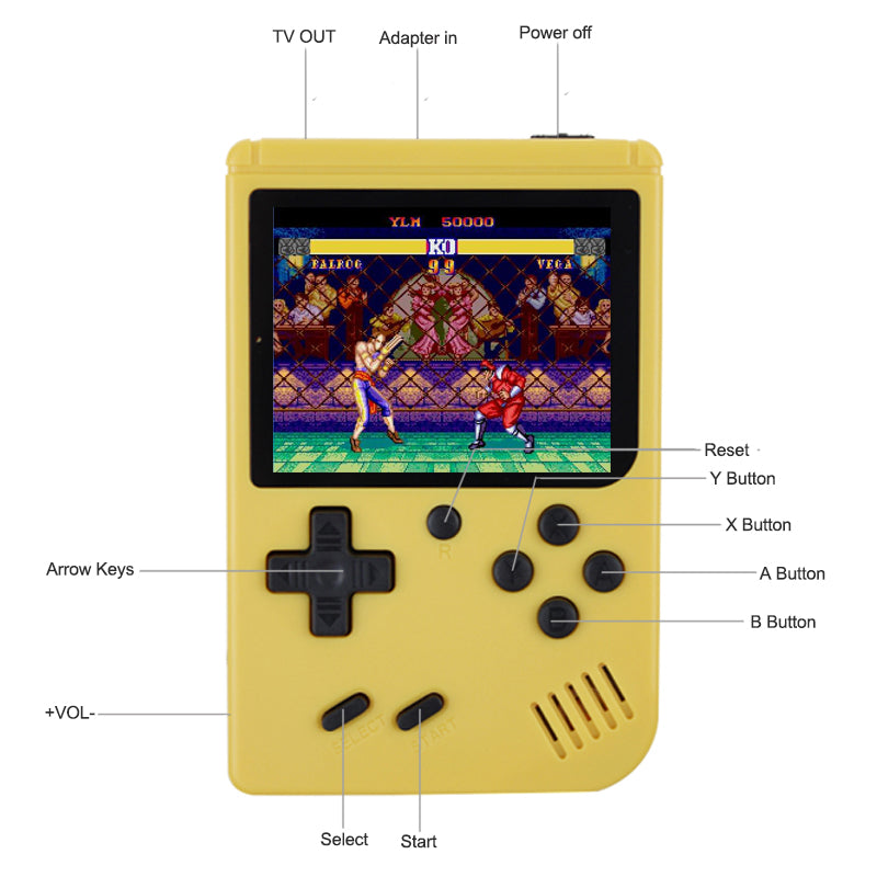 Retro FC Handheld Game Console - 3 Inch, 168 Built-in Games, TV Output eprolo