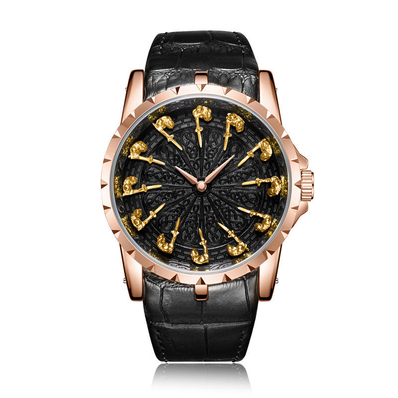 Luxury Knights Round Table Quartz Watch Men's Leather Strap Waterproof eprolo