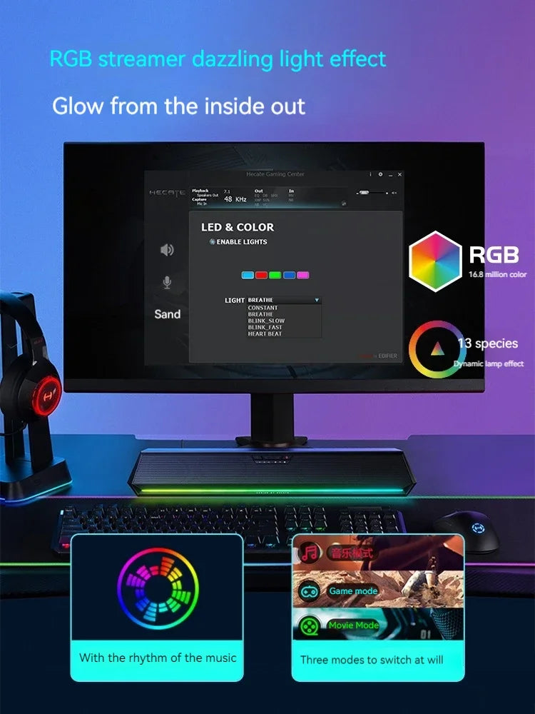 Edifier G1500BAR Gaming Speaker 7.1 Surround RGB Bluetooth USB PC Music Movies eprolo