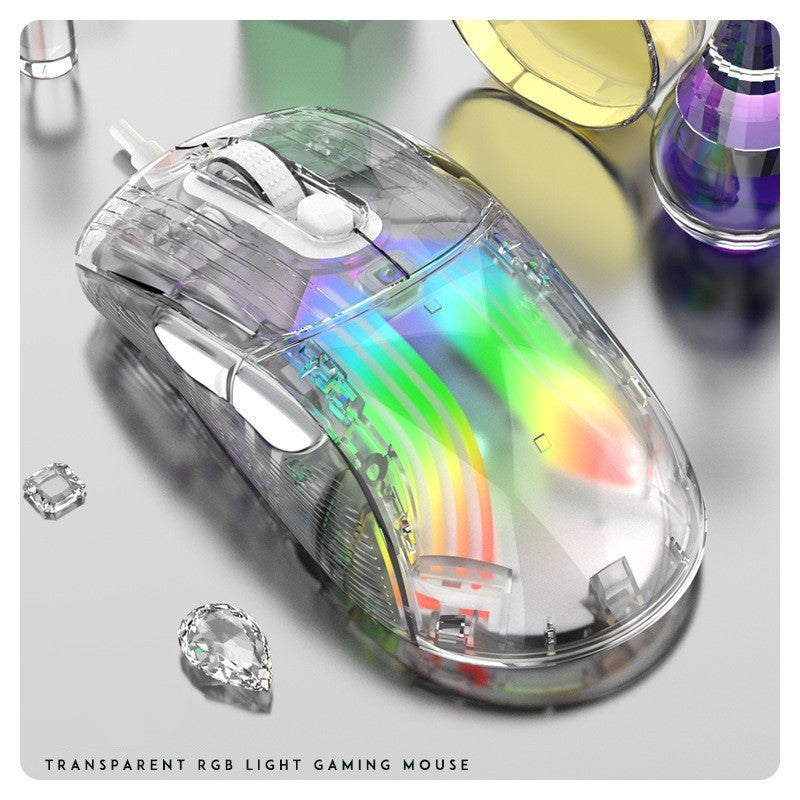 XUNFOX XYH20 Transparent RGB Wireless Mouse, 3-Mode Bluetooth Gaming Mouse with Mute Buttons eprolo