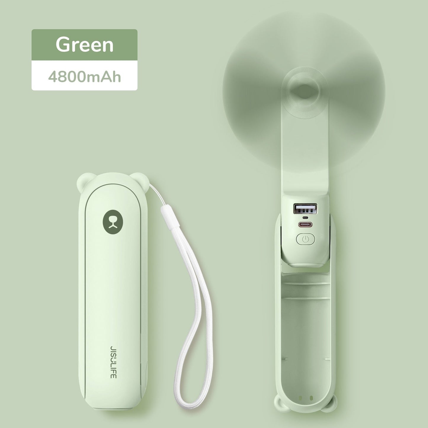 JISULIFE Bear Fan 3-in-1 Portable USB Rechargeable Handheld Fan w/ Power Bank & Flashlight eprolo