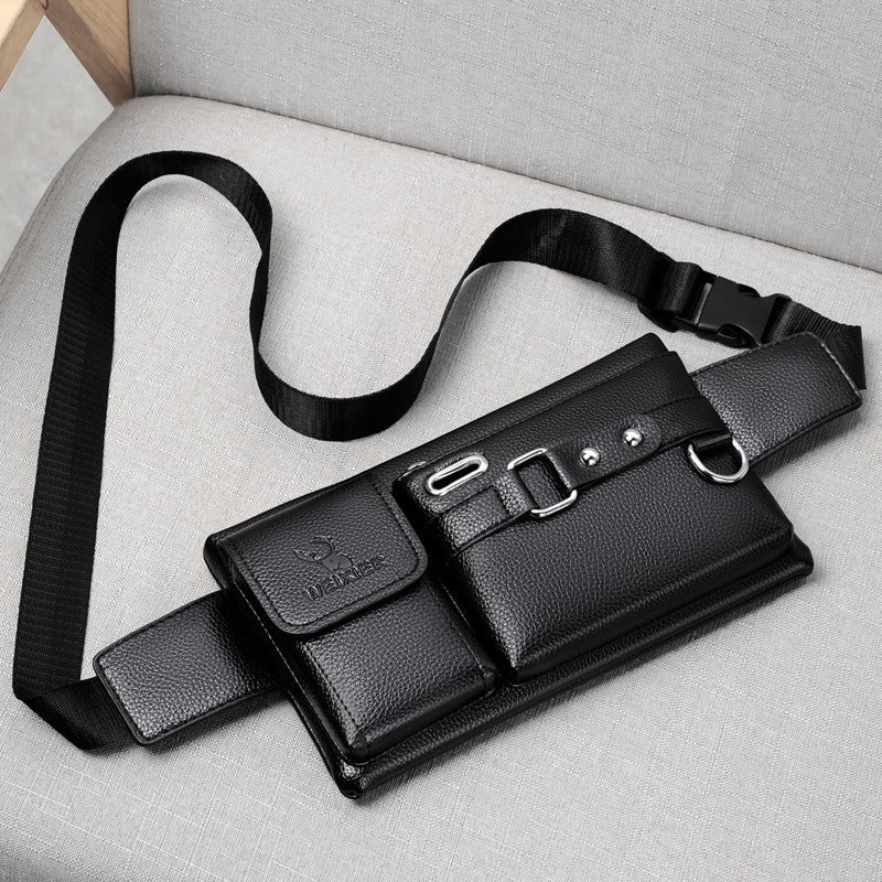WEIXIER Men’s PU Leather Bag Large‑Capacity Outdoor Waist & Crossbody Bag eprolo