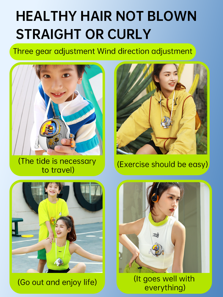 MF060 Mecha Neck Hanging Fan, Portable USB Mini Fan with 3 Speed Gears, 900mAh Battery eprolo
