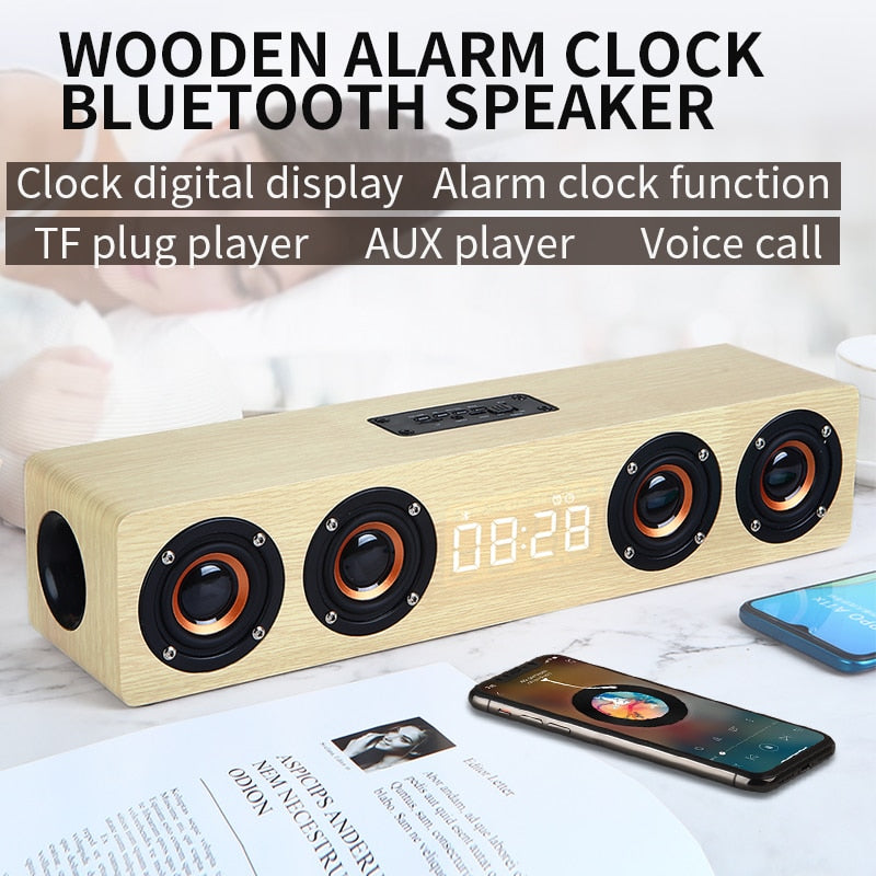 Home theater portable column Bluetooth Speaker Wireless wood speaker Alarm Clock Radio subwoofer Soundbar for TV speaker AUX USB eprolo