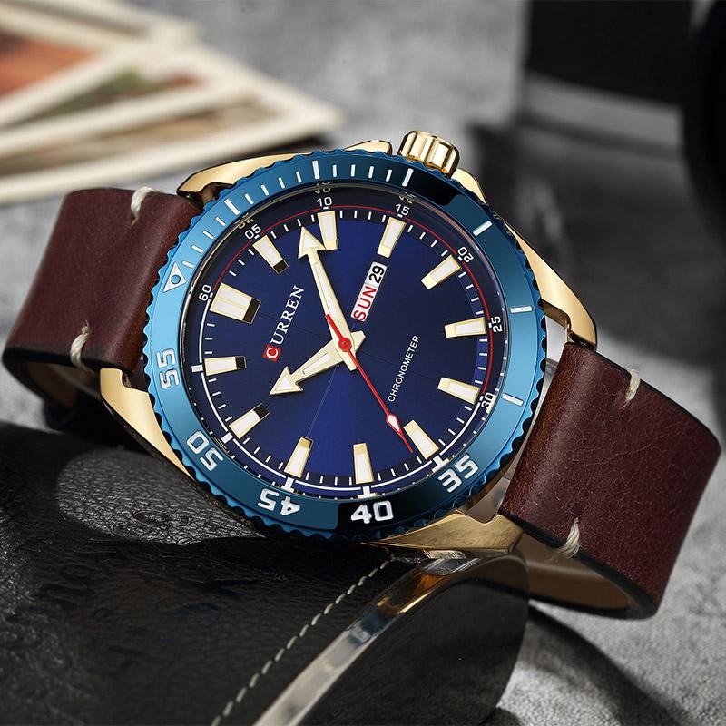CURREN Luxury Men's Leather Quartz Watch - 45mm Dial, Japan Movement, Water Resistant eprolo