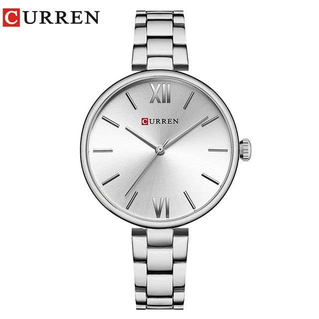 CURREN 9017 Women's Watch Quartz Fashion Stainless Steel Strap Casual Female Clock