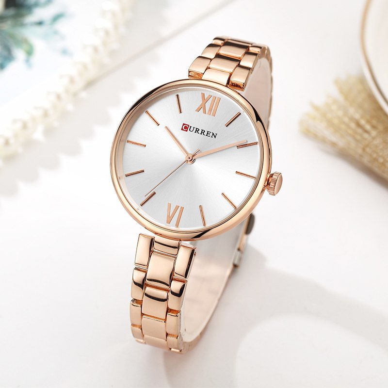 CURREN 9017 Women's Watch Quartz Fashion Stainless Steel Strap Casual Female Clock