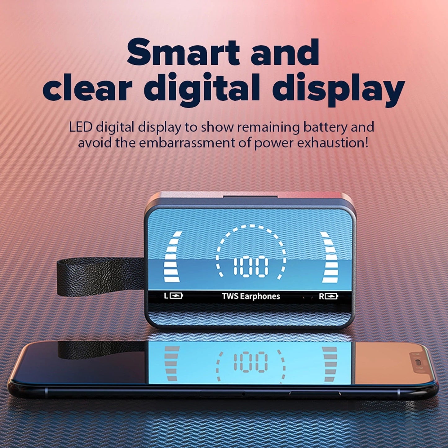 H3 HD Mirror Display Touch Bluetooth 5.0 Earphones with 3500mAh Power Bank Case eprolo