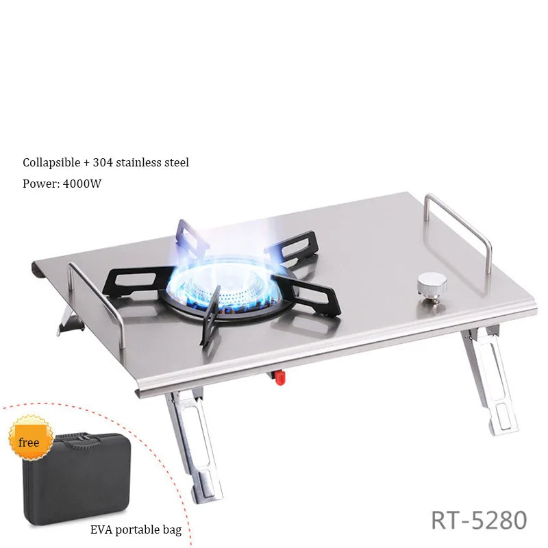 Foldable IGT Gas Stove 4000W Portable Camping Stove Stainless Steel Outdoor Picnic Table Furnace - Lumic Deals