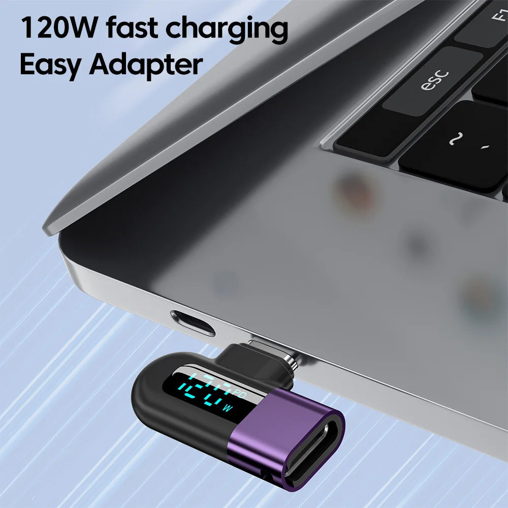 Type-C OTG Elbow Adapter w/ 120W Fast Charging, 6A Digital Display, USB 2.0, 480Mbps Data Transfer eprolo