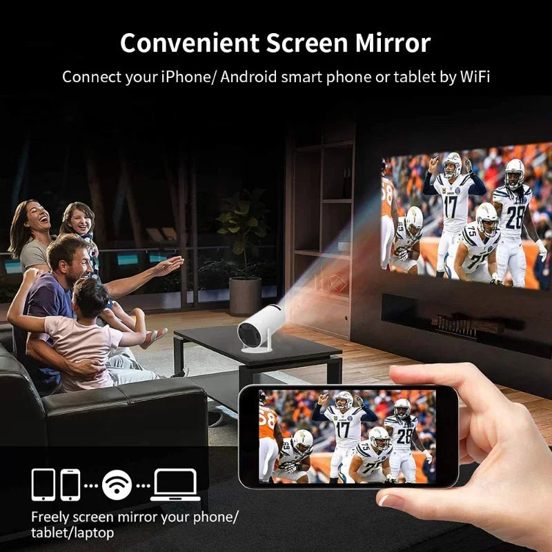 HY300 Smart Portable Projector, 4K Decode, Android 11, Dual Wifi, 720P HD, Home Entertainment eprolo
