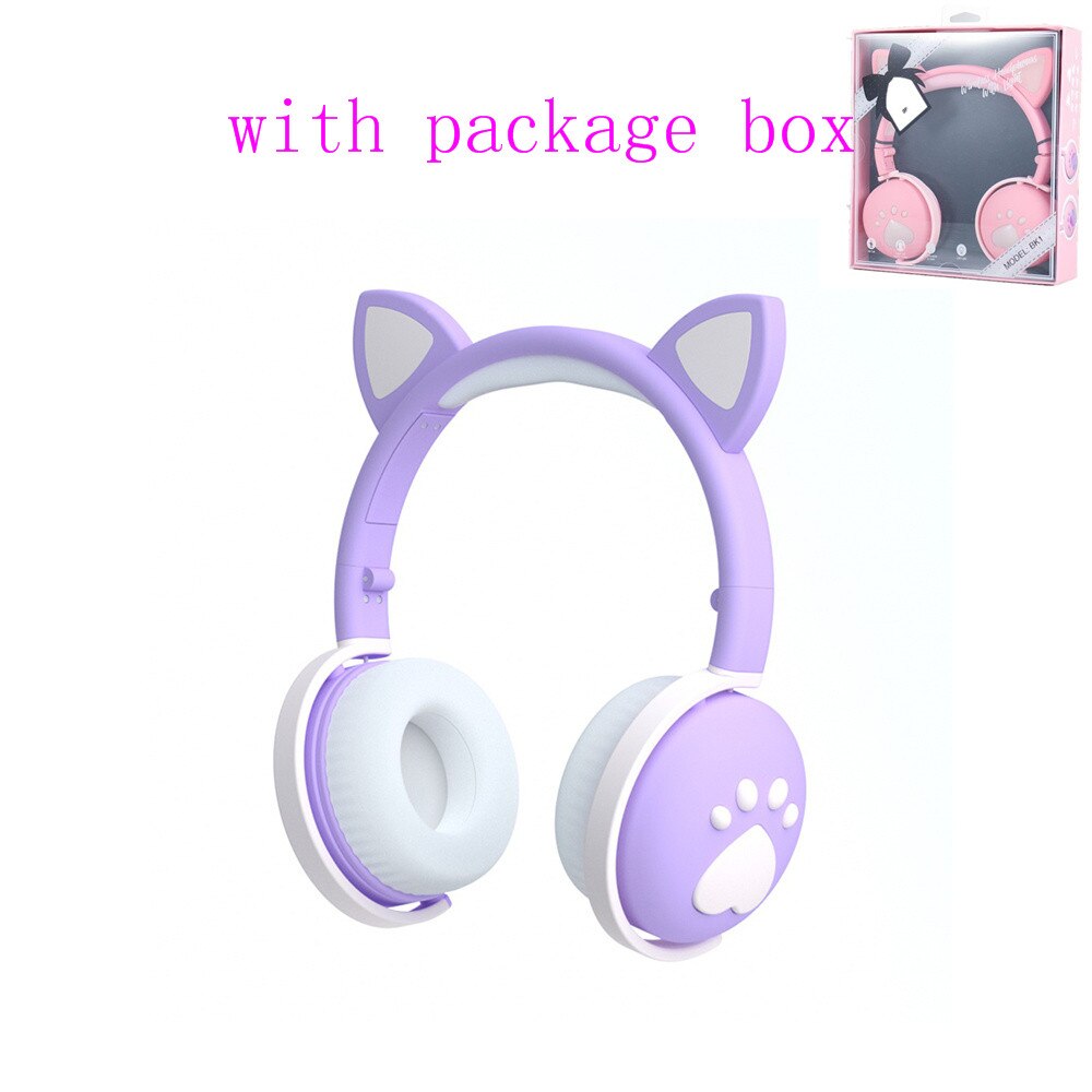AIKSWE Bluetooth Headphones with LED Cat Ears, HIFI Stereo Bass, Foldable Wireless Headset eprolo