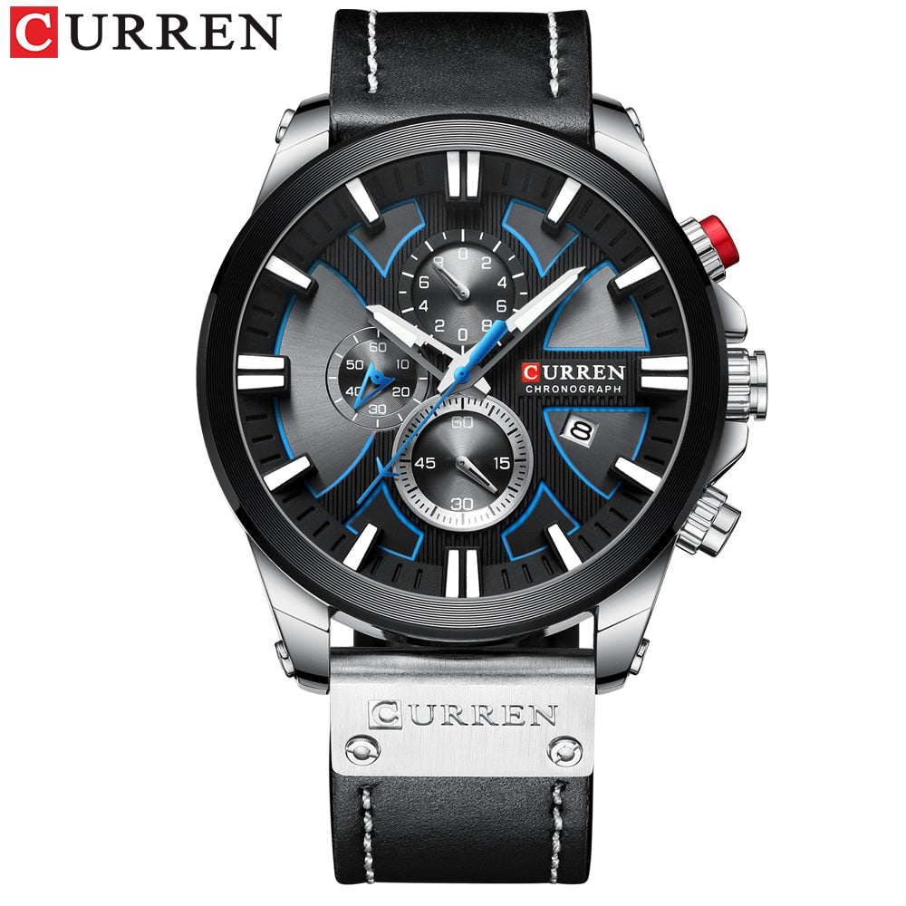 CURREN 8346 Chronograph Men's Watch - Sport Quartz Leather Strap Waterproof eprolo