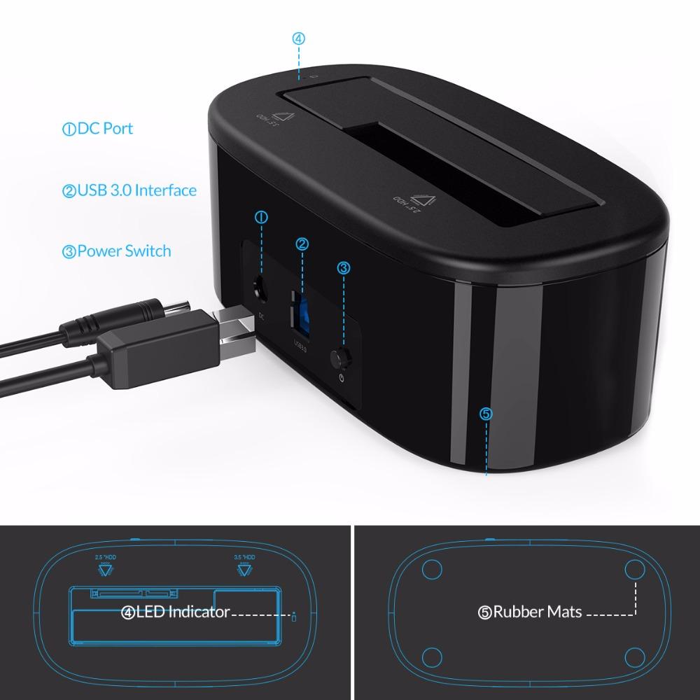 ORICO UASP HDD Docking Station 5Gbps USB 3.0 to SATA for 2.5/3.5 inch HDD SSD eprolo
