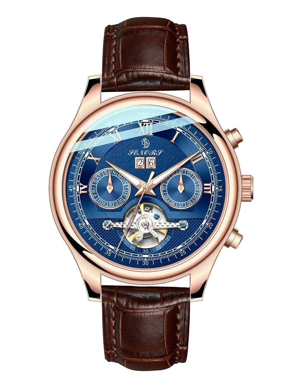 SENORS SN170 Automatic Military Watch for Men - Luxury Leather Chronograph eprolo
