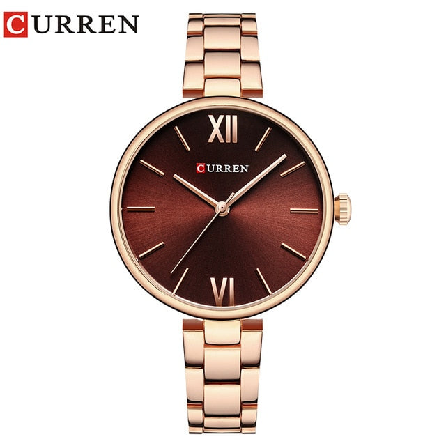 CURREN 9017 Women's Watch Quartz Fashion Stainless Steel Strap Casual Female Clock