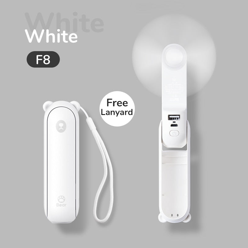 JISULIFE Bear Fan 3-in-1 Portable USB Rechargeable Handheld Fan w/ Power Bank & Flashlight eprolo