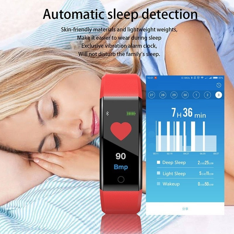 115 Plus Bluetooth Smart Watch – Heart Rate Monitor, Fitness Tracker, Waterproof, OLED Touch Screen, Sleep Monitor eprolo