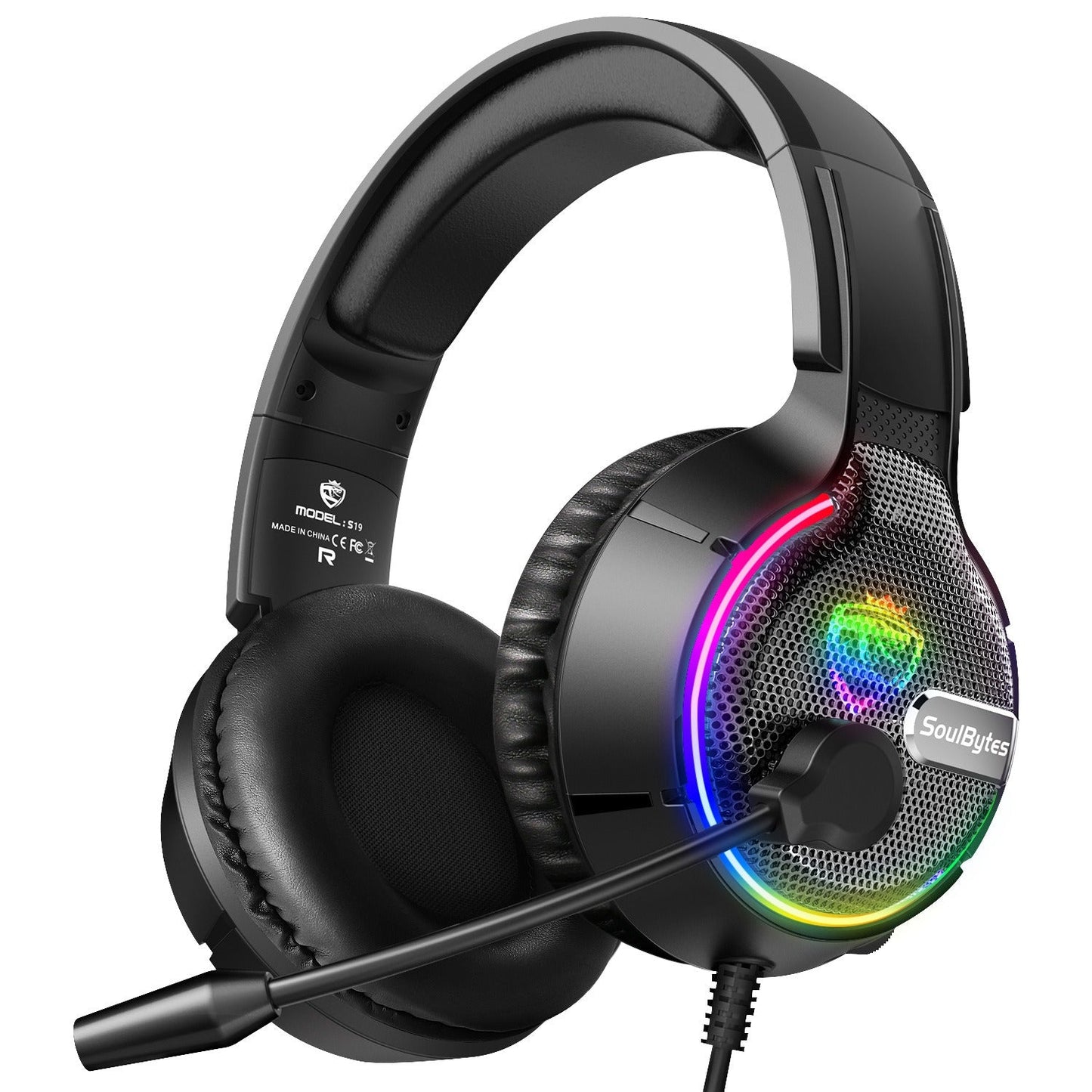 SoulBytes S19 RGB Gaming Headset, 40mm Drivers Noise-Canceling Mic USB/3.5mm eprolo