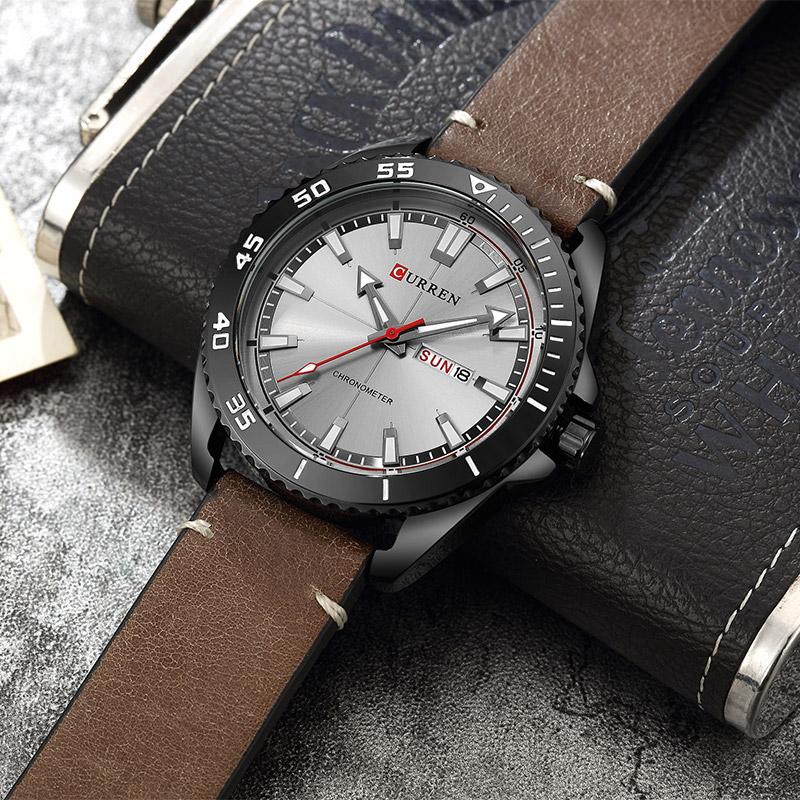 CURREN Luxury Men's Leather Quartz Watch - 45mm Dial, Japan Movement, Water Resistant eprolo