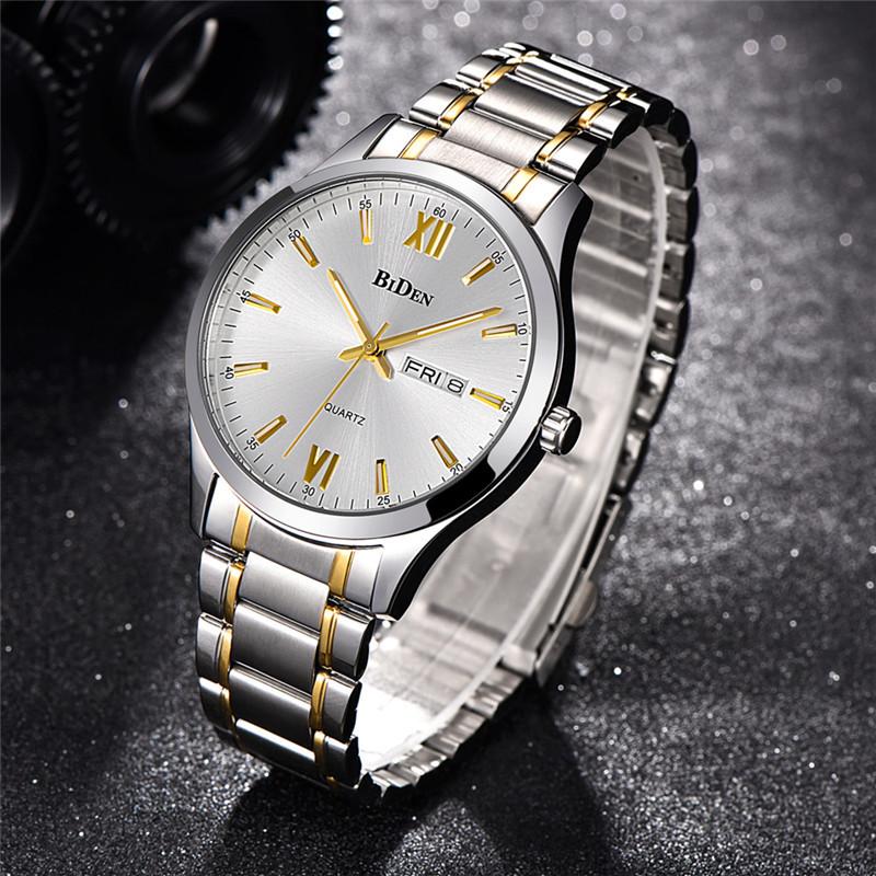 BIDEN 0032 Luxury Men's Quartz Watch Stainless Steel Strap Water Resistant Business eprolo
