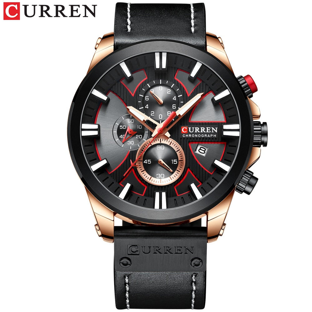 CURREN 8346 Chronograph Men's Watch - Sport Quartz Leather Strap Waterproof eprolo