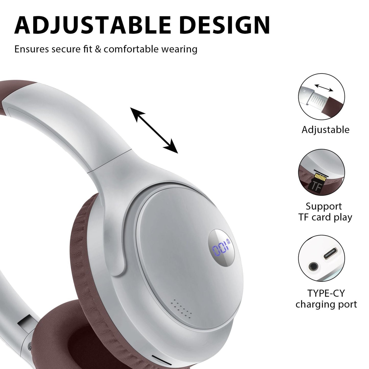 AKZ-16B Bluetooth Headset with LED Battery Display – 20h Playtime, Foldable eprolo