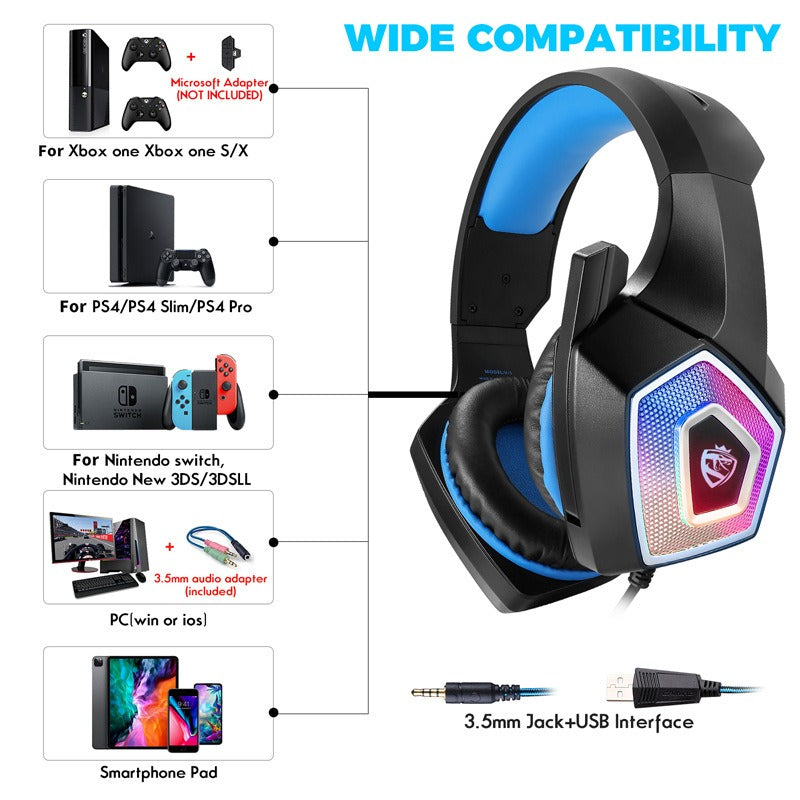 Arkartech V1 Wired RGB Gaming Headset with Mic, USB + 3.5mm Compatibility eprolo
